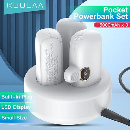 3PCS Mini 5000mAh Power Bank