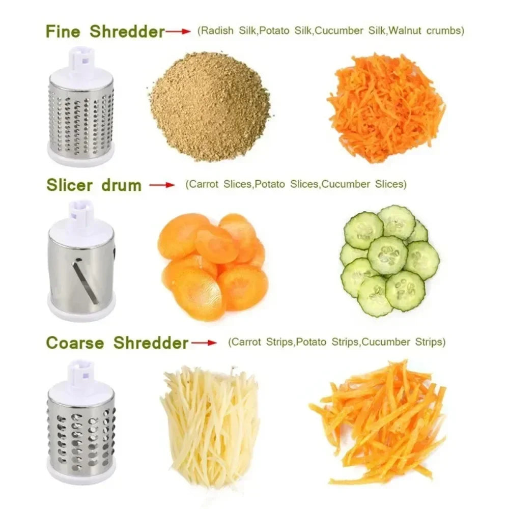 Vegetable Cutter & Slicer with 3 Sharp Drums