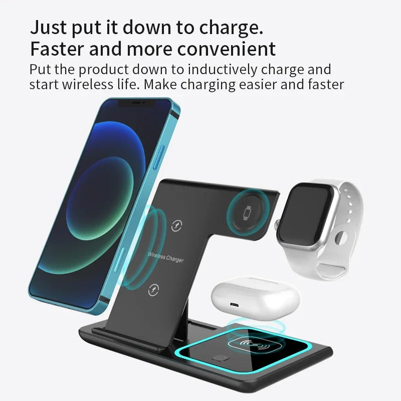 3 in 1 Wireless Charging Station Travel Charging Pad