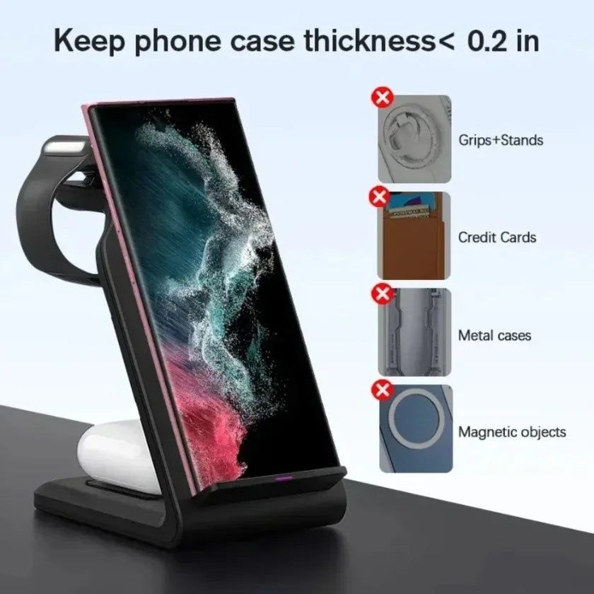 3 In 1 Desktop Wireless Charger Stand Holder