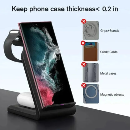 3 In 1 Desktop Wireless Charger Stand Holder