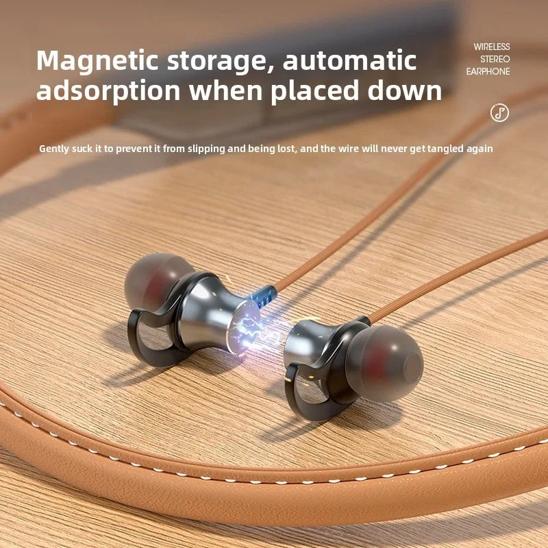 Magnetic Sport Neck‑Hanging Earbuds with Mic