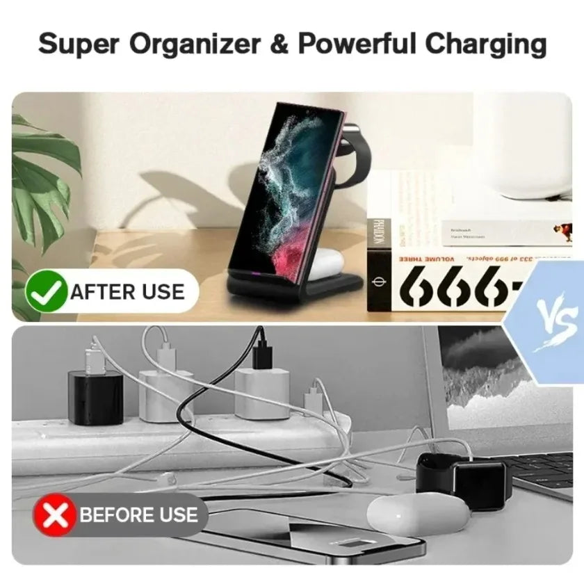 3 In 1 Desktop Wireless Charger Stand Holder