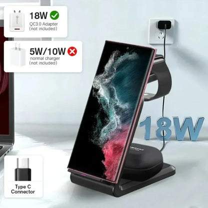 3 In 1 Desktop Wireless Charger Stand Holder