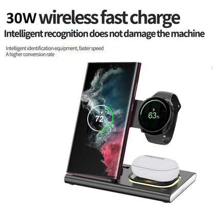 30W 3 in 1 LED Foldable Wireless Charging Station